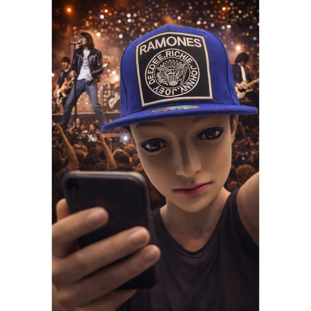RAMONES Music Band Logo Patch Adjustable‎ Baseball Cap blue Hat flat bill
